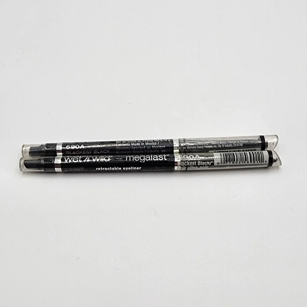 Wet N Wild Megalast Retractable Eyeliner Blackest Black 690A New Sealed Lot of 2